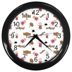 Children Wallpaper Background Wall Clock (black) by Wegoenart