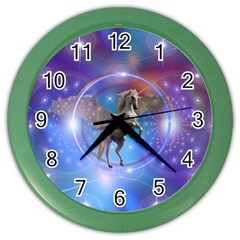 Unicorn Abstract Wave Line Color Wall Clock by Wegoenart