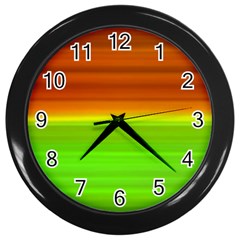 Orange And Green Blur Abstract Print Wall Clock (black) by dflcprintsclothing