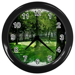 Beeches Trees Tree Lawn Forest Nature Wall Clock (black) by Wegoenart