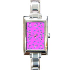 Pink And Blue, Cute Dolphins Pattern, Animals Theme Rectangle Italian Charm Watch by Casemiro