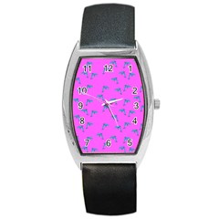 Pink And Blue, Cute Dolphins Pattern, Animals Theme Barrel Style Metal Watch by Casemiro