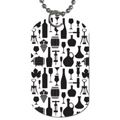 Wine Pattern Black White Dog Tag (two Sides) by Jancukart