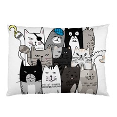 Cute Cat Hand Drawn Cartoon Style Pillow Case (two Sides) by Jancukart