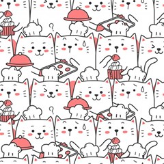 Cute-cat-chef-cooking-seamless-pattern-cartoon Play Mat (rectangle) by Jancukart