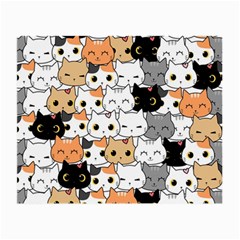 Cute-cat-kitten-cartoon-doodle-seamless-pattern Small Glasses Cloth by Jancukart