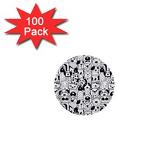 Seamless-pattern-with-black-white-doodle-dogs 1  Mini Buttons (100 Pack)  by Jancukart