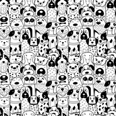 Seamless-pattern-with-black-white-doodle-dogs Play Mat (rectangle) by Jancukart