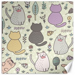 Funny Cartoon Cats Seamless Pattern Canvas 20  X 20  by Jancukart