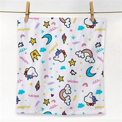 Unicorns-rainbows-seamless-pattern Face Towel by Jancukart