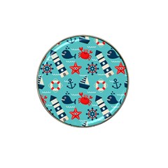 Seamless-pattern-nautical-icons-cartoon-style Hat Clip Ball Marker by Jancukart