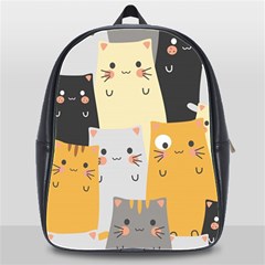 Seamless Pattern Cute Cat Cartoons School Bag (xl) by Wegoenart