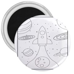 Going To Space - Cute Starship Doodle  3  Magnets by ConteMonfrey