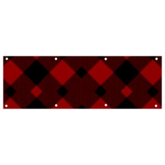 Red Diagonal Plaid Big Banner And Sign 9  X 3  by ConteMonfrey