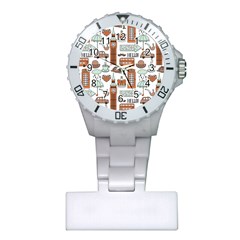 Seamless-pattern-with-london-elements-landmarks Plastic Nurses Watch by Wegoenart