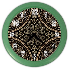 Zentangle-styled-ornament-pattern Color Wall Clock by Wegoenart