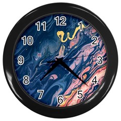 Liquid Abstract Paint Texture Wall Clock (black) by Wegoenart