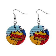 Pow Word Pop Art Style Expression Vector Mini Button Earrings by Wegoenart