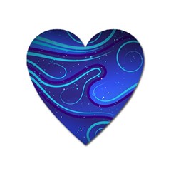 Wavy Abstract Blue Heart Magnet by Ravend