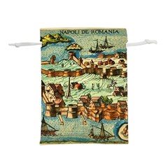 Medeival Ancient Map Fortress Island Seaport Town Lightweight Drawstring Pouch (m) by Wegoenart