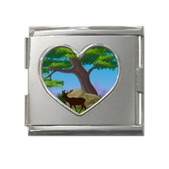 Nature Background Illustration Landscape Mega Link Heart Italian Charm (18mm) by Wegoenart