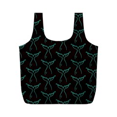 Blue Mermaid Tail Black Neon Full Print Recycle Bag (m) by ConteMonfrey