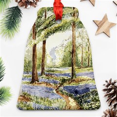 Trees Park Watercolor Lavender Flowers Foliage Bell Ornament (two Sides) by Wegoenart