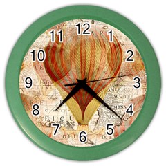 Hot Air Balloon Balloon Map Seamless Pattern Color Wall Clock by Wegoenart