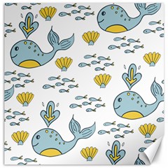 Cartoon Whale Seamless Background Pattern Canvas 20  X 20  by Jancukart