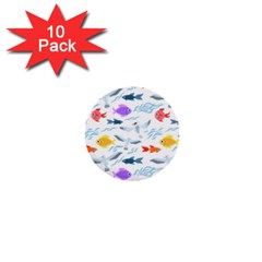 Animal Fish Bird Animals Ocean Pattern 1  Mini Buttons (10 Pack)  by Jancukart