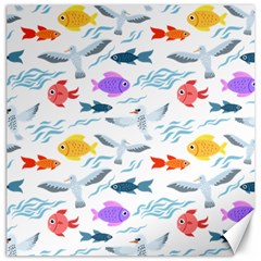 Animal Fish Bird Animals Ocean Pattern Canvas 20  X 20  by Jancukart