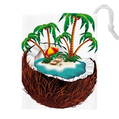 Coconut And Holiday Beach Food Drawstring Pouch (4xl) by Jancukart