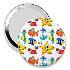 Fish Ocean Water Sea Life Seamless Background 3  Handbag Mirrors by Jancukart