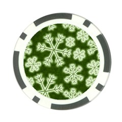 Snowflakes And Star Patterns Green Frost Poker Chip Card Guard by artworkshop