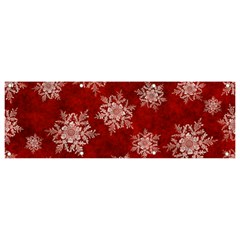 Snowflakes And Star Patternsred Snow Banner And Sign 9  X 3  by artworkshop