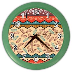 Ethnic Tribal Pattern Background Color Wall Clock by Vaneshart