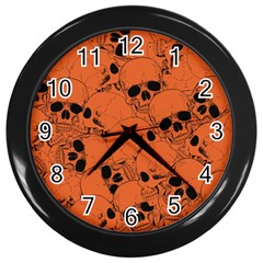 Skull Pattern Wall Clock (black) by Valentinaart