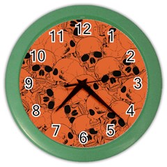 Skull Pattern Color Wall Clock by Valentinaart