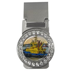 Tugboat Sailing At River, Montevideo, Uruguay Money Clips (cz)  by dflcprintsclothing