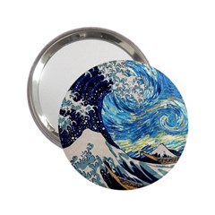 The Great Wave Of Kanagawa Painting Starry Night Vincent Van Gogh 2 25  Handbag Mirrors by danenraven