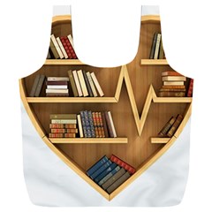 Bookshelf Heart Full Print Recycle Bag (xxxl) by artworkshop