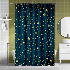 Star Golden Pattern Christmas Design White Gold Shower Curtain 48  X 72  (small)  by Ravend