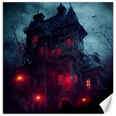 Haunted House Halloween Cemetery Moonlight Canvas 16  X 16  by Pakemis