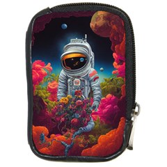 Astronaut Universe Planting Flowers Cosmos Galaxy Compact Camera Leather Case by Pakemis