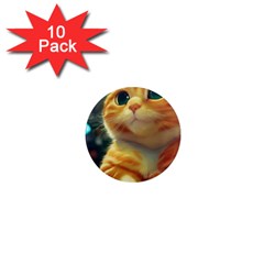 Cute Cat Cat Feline 3d 1  Mini Magnet (10 Pack)  by Pakemis