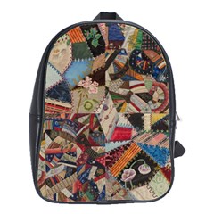 Background Embroidery Pattern Stitches Abstract School Bag (large) by Pakemis