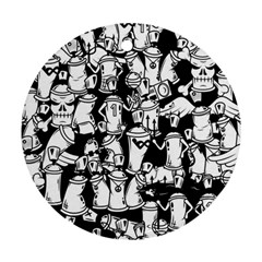 Graffiti Spray Can Characters Seamless Pattern Round Ornament (two Sides) by Pakemis