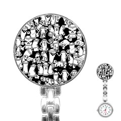 Graffiti Spray Can Characters Seamless Pattern Stainless Steel Nurses Watch by Pakemis