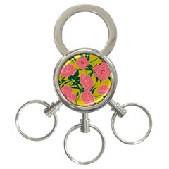 Pink Flower Seamless Pattern 3-ring Key Chain by Pakemis