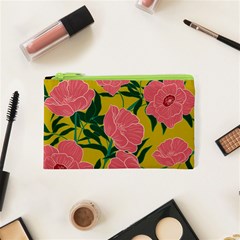 Pink Flower Seamless Pattern Cosmetic Bag (xs) by Pakemis